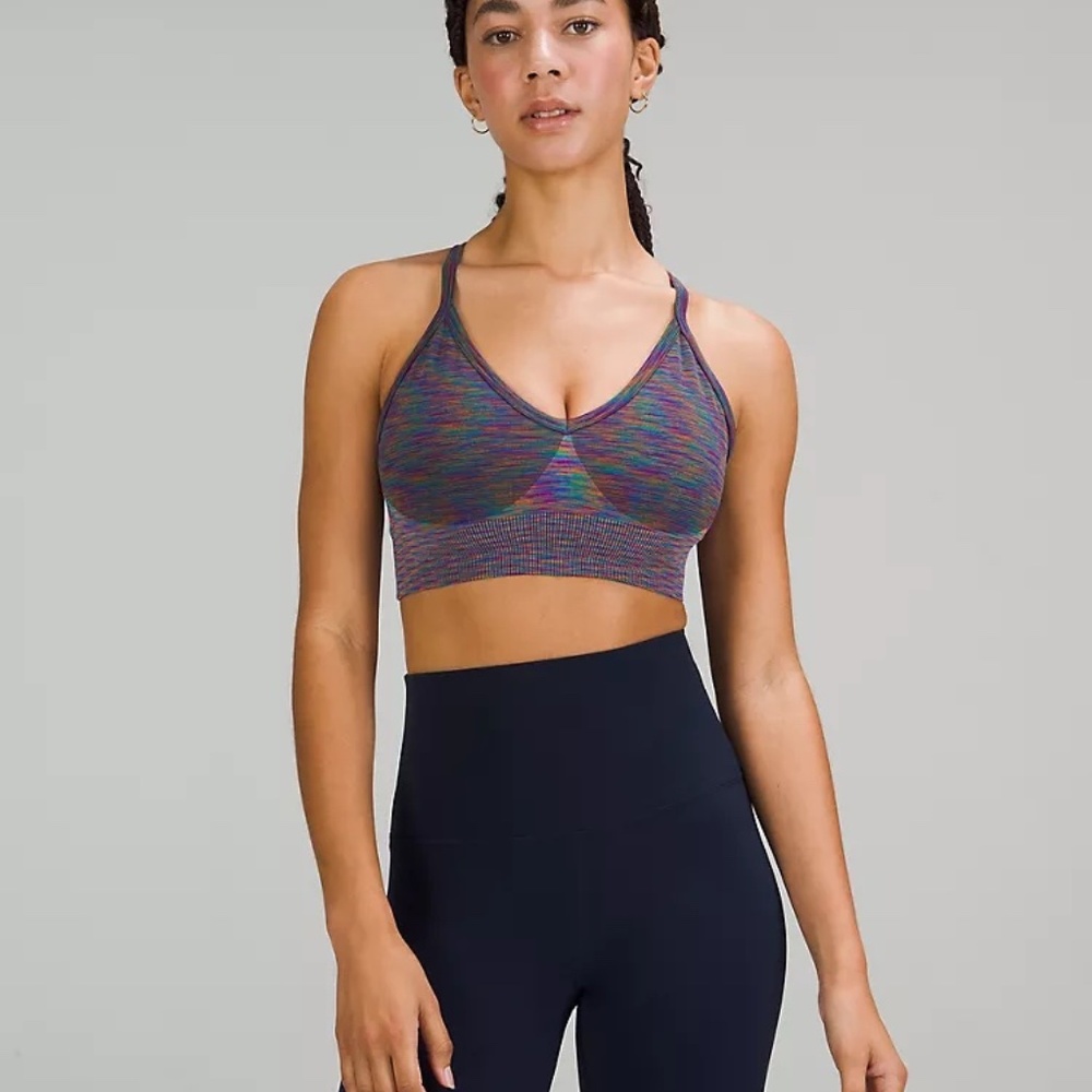Lululemon Ebb to Street Bra  Rainbow Multi Light Support C/D Cup w/pads Size 10